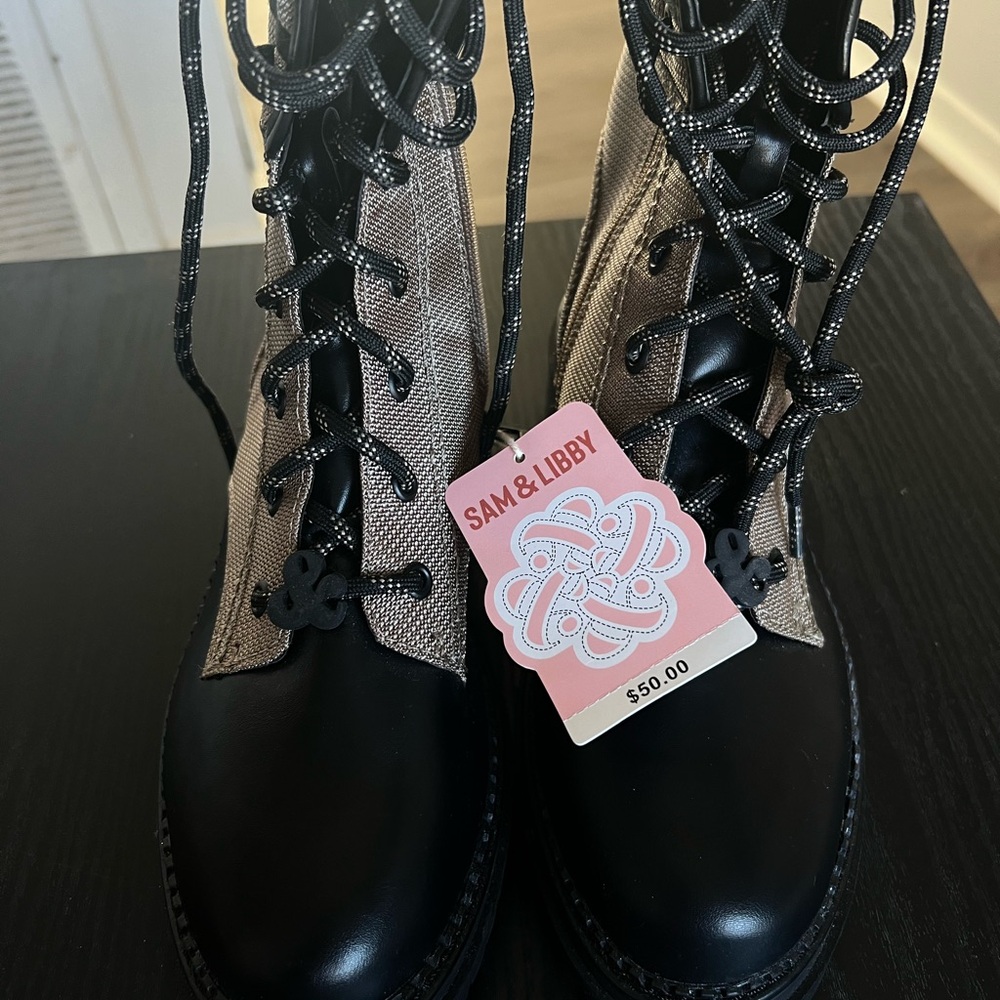 Sam & Libby Black and Beige Women's Boots